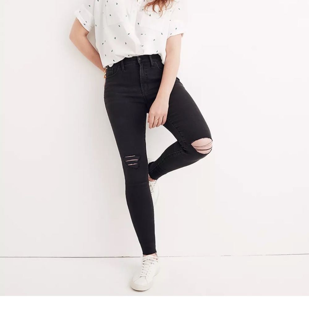 Madewell skinny black distressed jean